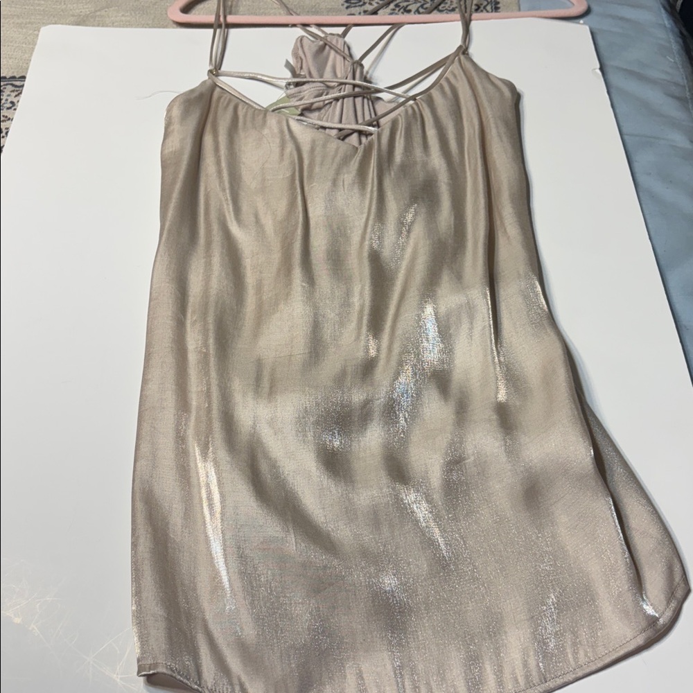 Maurices Metallic Beige Spaghetti Strap Top